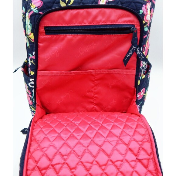 Vera Bradley Backpack Pretty Posies Navy Pink Multi Floral Quilted Laptop main image 8